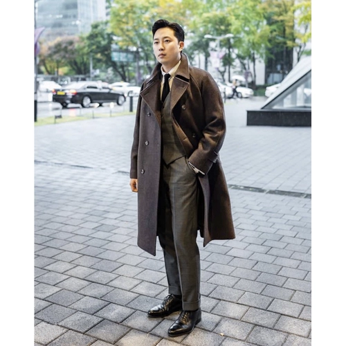 Мужская ретро куртка, длинное демисезонное шерстяное шерстяное пальто, средней длины, увеличенная толщина