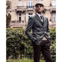 Norfolk Norfolk Jacket Retro British Tweed Hunting Dress Autumn Winter Wool Slim Coat Men