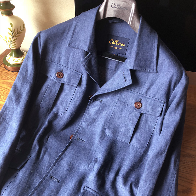 Safari áo khoác safari áo khoác lanh mùa hè trang phục giản dị Slim retro áo khoác safari nam - Cao bồi quần nam đẹp