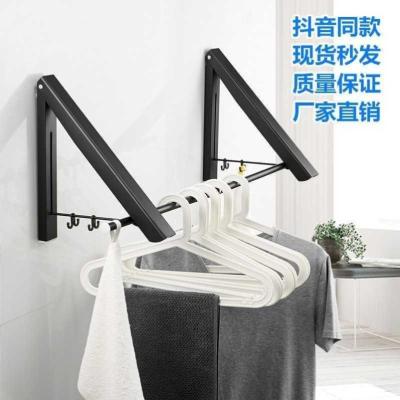 Tan Zhen Ming Tian Space aluminum telescopic free installation clothes rack Folding drying rack Clothes rack Clothes rack Pikachu preferred