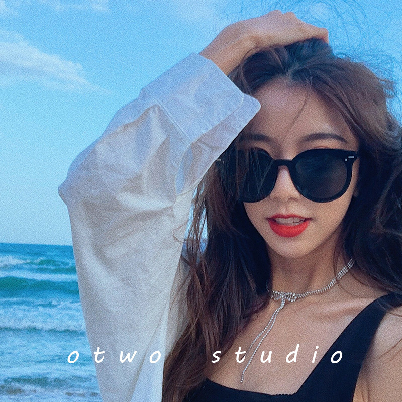Advanced sense ins retro net red gm sunglasses female summer sunglasses slimming sunscreen seaside anti-UV glare