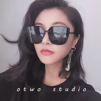 European and American sunglasses big brand Korean female tide square cat eyes big frame big face sunglasses women simple polarized sunglasses