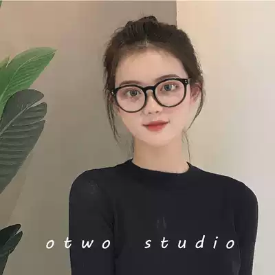 Black-rimmed glasses retro thick-framed net red same Korean version of men's and women's tide round frame glasses frame round face can be matched with myopia