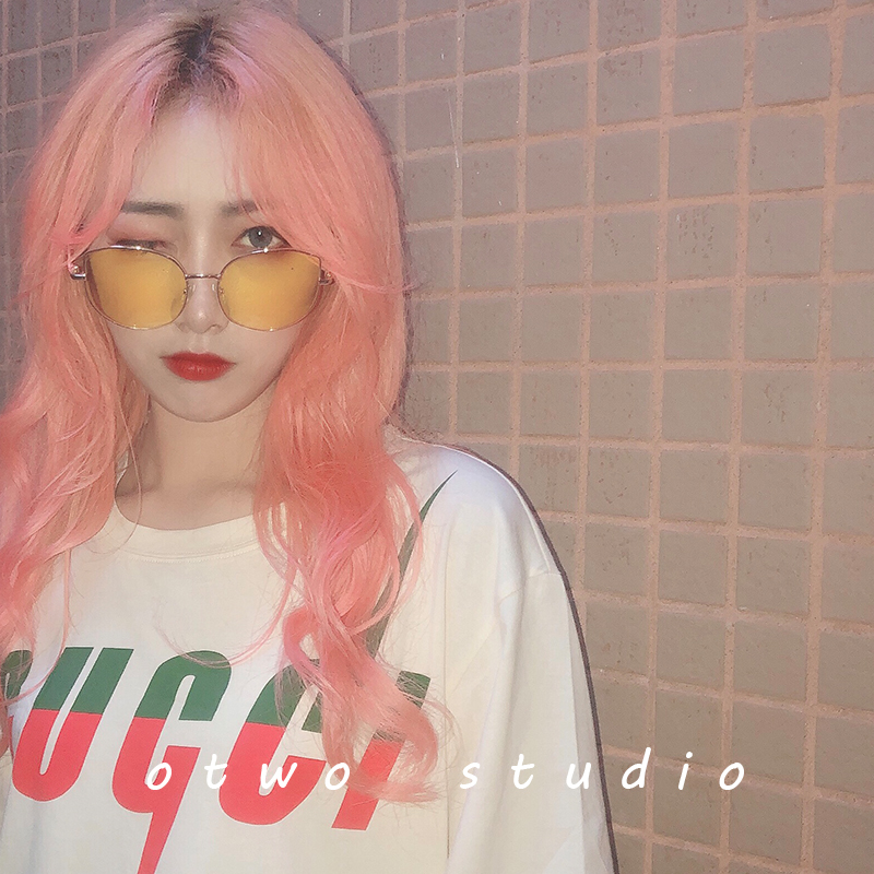 2019 new Korean fashion women's fashion round face retro gradient brown sunglasses cat eye pearl legs and feet sunglasses