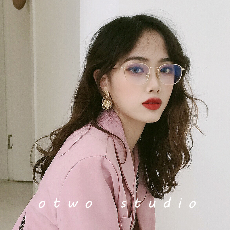 Oxygen II Classmates Super Light Square Spectacle Frame Men and women Brief Han version Golden Eye frames Radiation Protection Anti-Blu-ray myopia