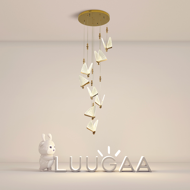 luugaa living room minimalist iron art butterfly hanging light bar with single head bedroom modern Nordic LED headboard small night light
