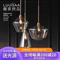 Lujia Liangpin Nordic modern minimalist restaurant Glass light luxury chandelier Creative personality industrial style dining table bar light