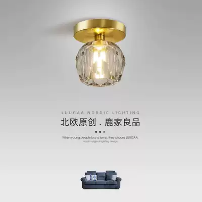 All-copper crystal ceiling lamp Living room Dining room Study bedroom lamp Nordic modern simple entrance aisle Balcony lamp