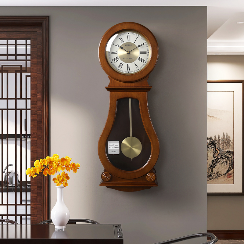 New Chinese living room hanging bell high-end atmosphere European-style retro timepiece silent report quartz clock creative hanging wall clock-Taobao