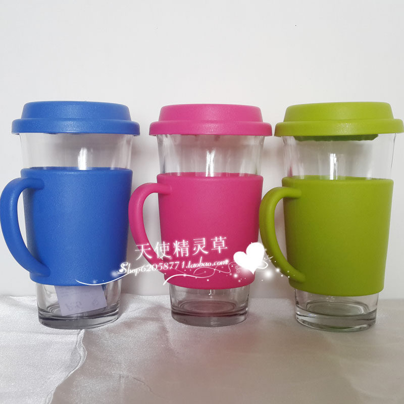 Crest Glass Boiling Water Cup Simple Style Insulated Tropical Handle Covered Glass Water Cup Glass Tea Cup