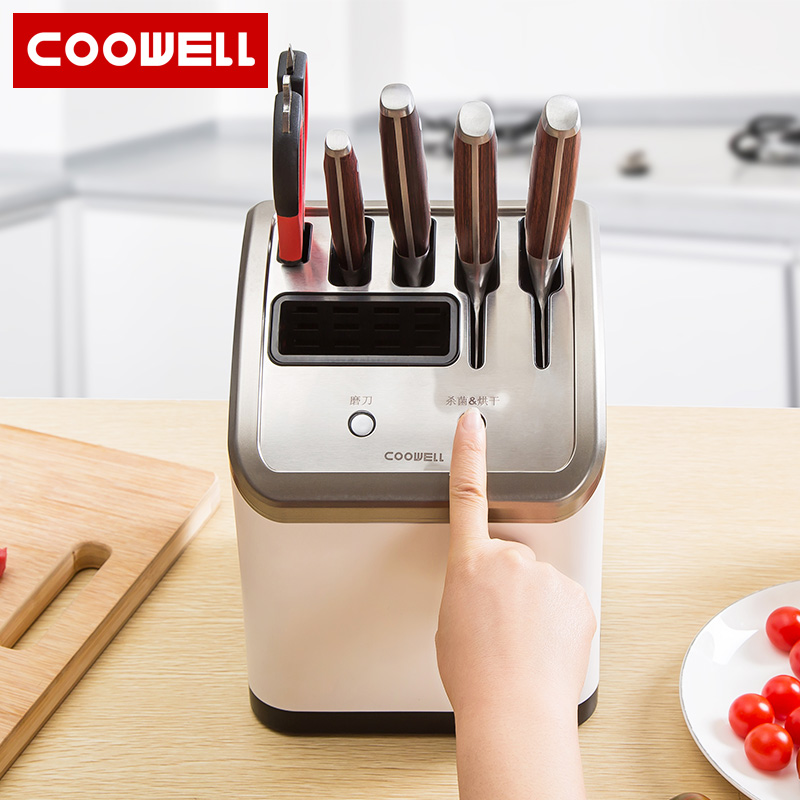 coowell smart knife disinfection knife rack kitchen supplies multi-function chopsticks rack kitchen knife storage shelf seat