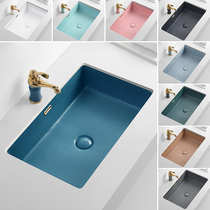 Nordic basin ceramic balcony household embedded wash basin single basin square green gray black wash basin