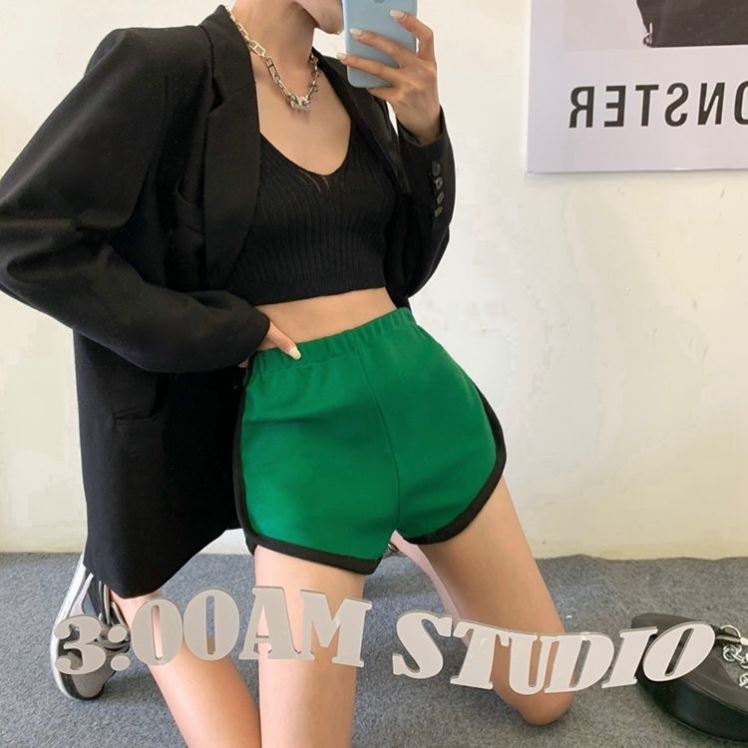 Sports shorts women summer loose high waist slim contrast split pants Joker 2021 new casual pants hot pants
