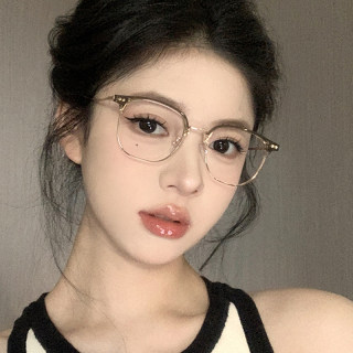 Ultra-Light Half-Frame Glasses for Women with Myopia, Professional Prescription Lenses Available, Anti-Blue Light, Large Frame for Men, Makes the Face Look Smaller, Eyeglass Frames