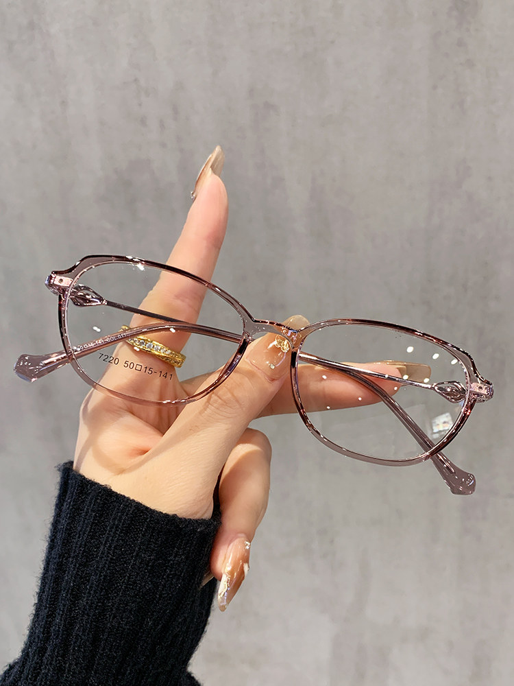 Retro Round Frame Glasses for Young Ladies, Anti-Blue Light, Ultra-Light, Fashionable Optical Frames, Thin and Lightweight, Make the Face Look Smaller, Can Be Fitted with Prescription Lenses