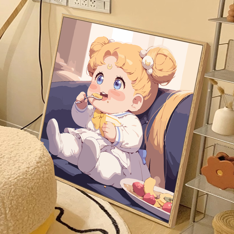 Cute Cartoon Girl Digital Oil Painting Diy Filling Oil Color Propylene Hand-painted Drawing Decompression 2023 New-Taobao