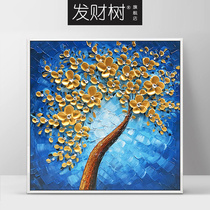 European-style wealth tree hand-painted oil painting restaurant square hanging painting pure handmade knife painting flower three-dimensional decorative painting porch painting