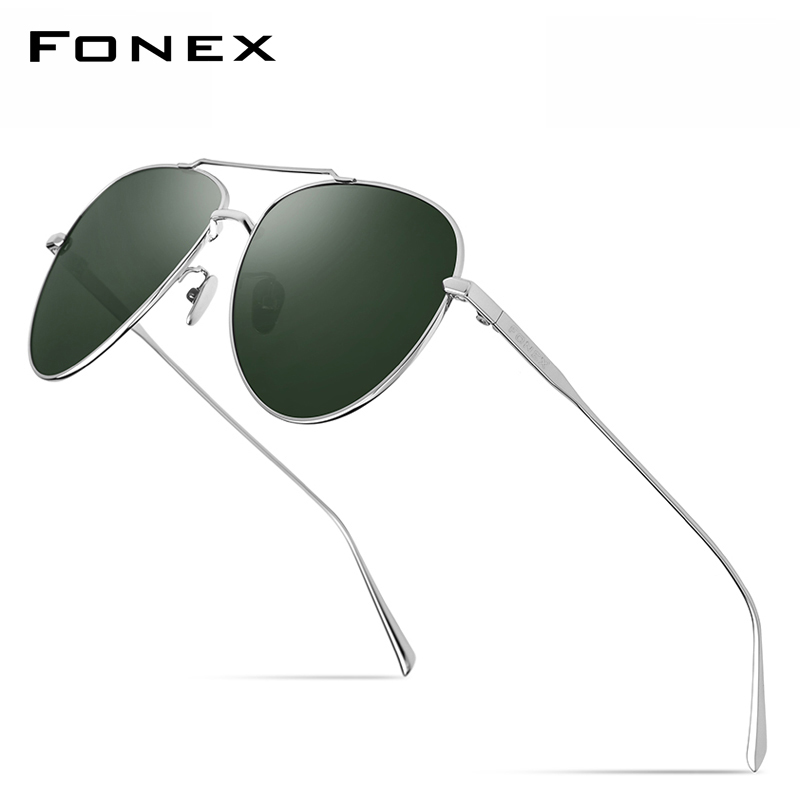 China mirror FONEX ultra-light pure titanium polarized sunglasses male driving with clams sunglasses female can be matched with glasses