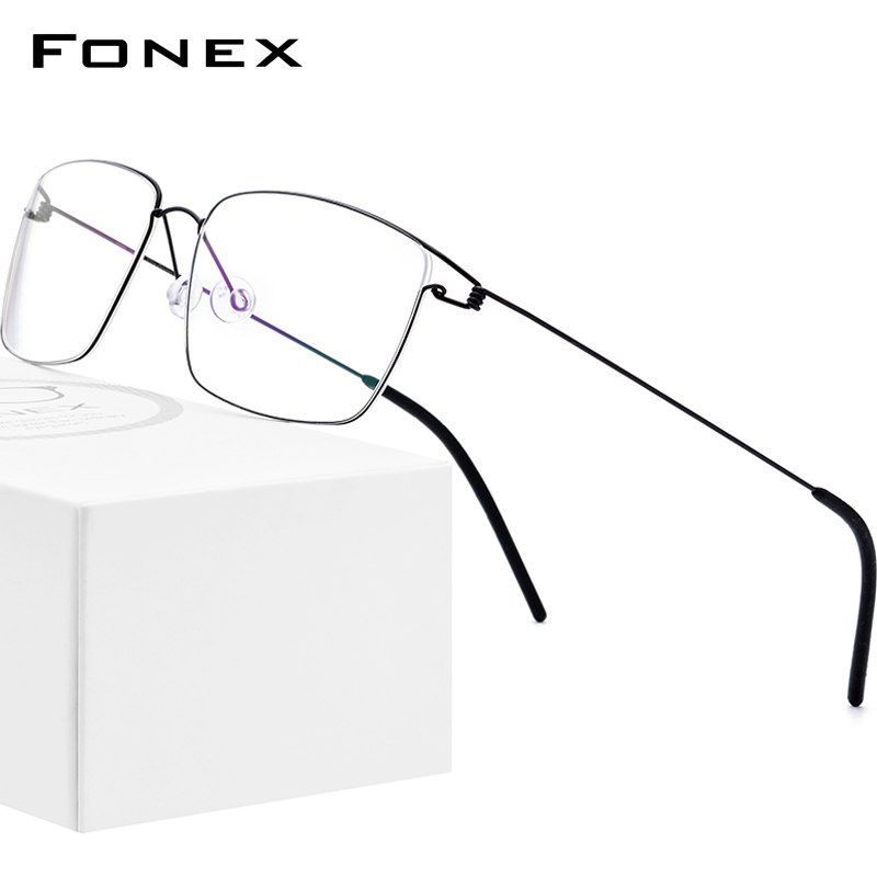 China mirror FONEX alloy glasses frame gold silk square glasses frame myopia glasses men's ultra light business glasses