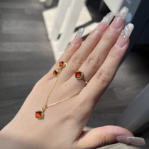 Natural sugar tower Fanta garnet set full of fire color gold package s925 sterling silver inlaid with certificate