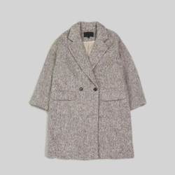 Diaoman Princess Women's Oatmeal Tweed Lapel Double-Breasted Coat J-3