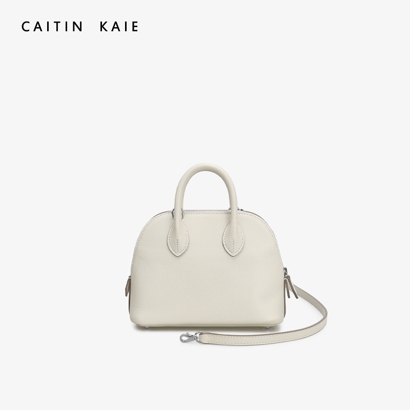Caitin Kaie Shell Bag for Women Spring/Summer 2026 New Genuine Leather Bowling Handbag Shoulder Crossbody Bag