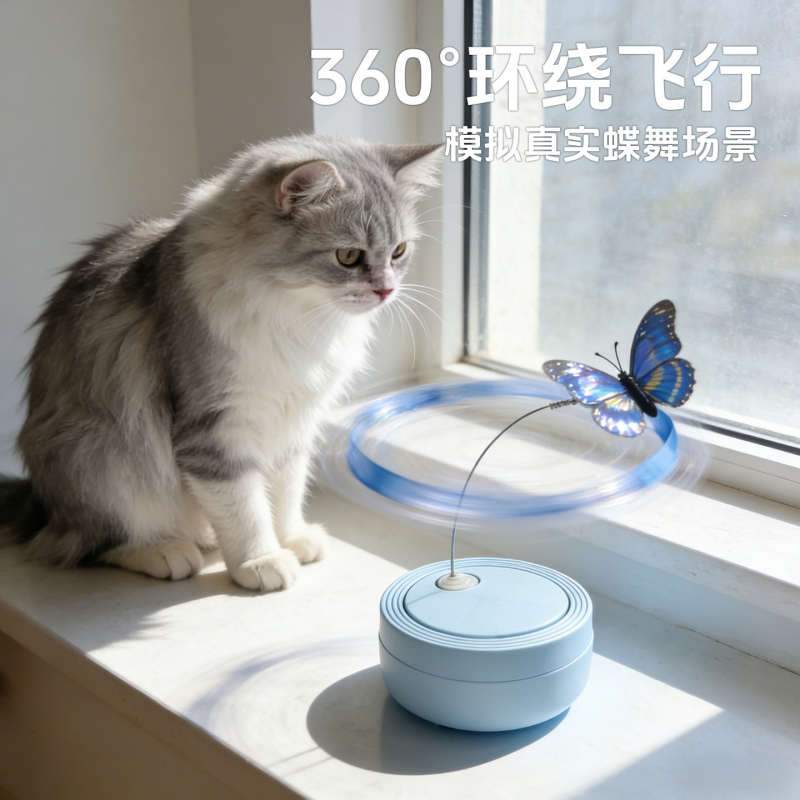 Automatic Cat Teaser Wand with Suction Cup, Cat Toy for Self-Entertainment and Boredom Relief, Energy-Consuming Electric Butterfly Cat Toy