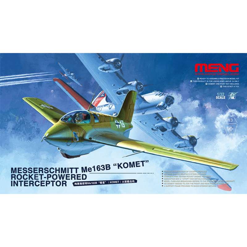 Meng Qs-001 Adhesive Assembly Model 1/32 Messerschmitt Me163B Comet Rocket Interceptor