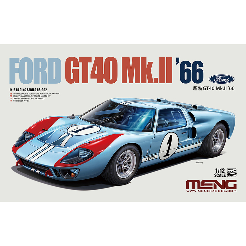 Meng Rs-002 Adhesive Assembly Model 1/12 Ford Gt40 Mk.Ii'66 Racing Car Meng Rs-002 Adhesive Assembly Model 1/12 Ford Gt40 Mk.Ii'66 Racing Car