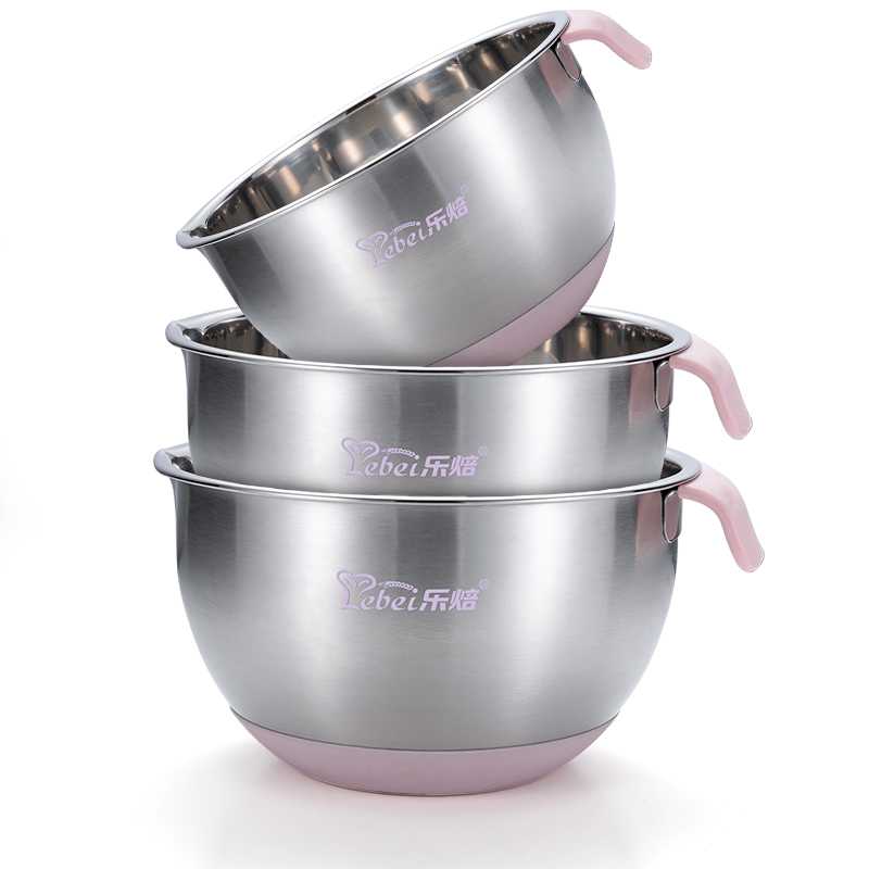 Le Baking Stainless Steel Whipped Egg Basin Non Stick face and face basin Kitchen Baking Tool Round deepen the washing basin