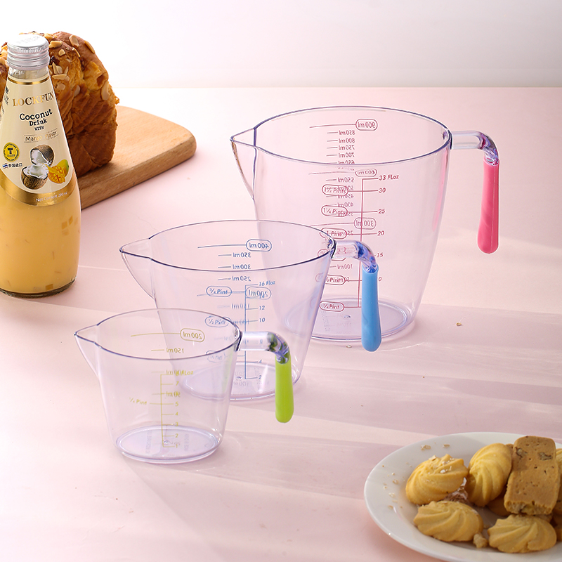 Lebakery with scale ml Calorie Cup Home Kitchen Glass Plastic Baking Cups With Handle Milk Tea Shop Special