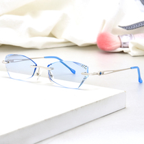 With finished myopia glasses female diamond trimming female frameless myopia glasses color-changing myopia glasses color female glasses