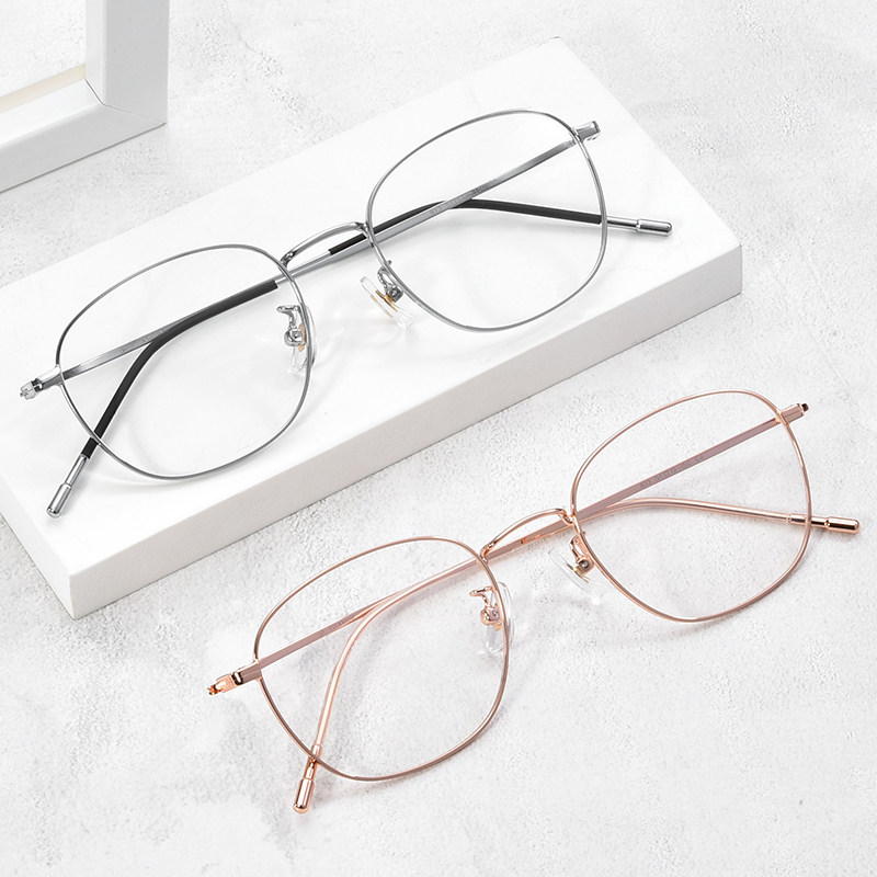 Anti-Blue Light Radiation Myopia Care Eyewear Glasses Female Full Frame Super Light Pure Titanium Glasses Flat Light Discoloration With Degrees Glasses Man
