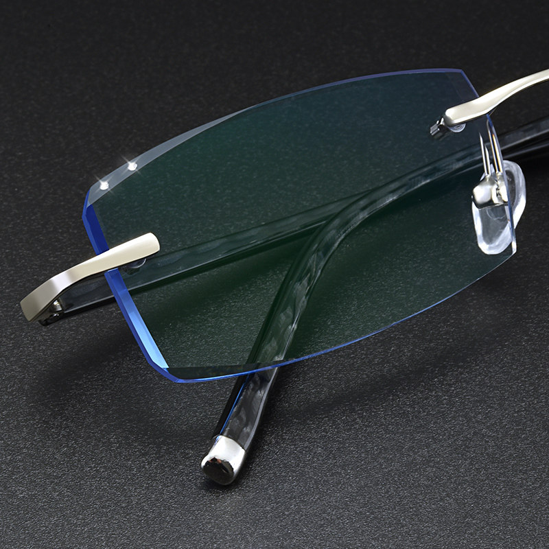 Matching radiation-resistant myopia glasses Men's no-frame glasses discoloration flat light glasses with degree myopia spectacle frame male
