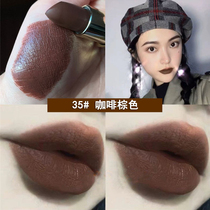 Chocolate brown European and American style lipstick heavy makeup matte nightclub black jet black black red vampire dark brick red