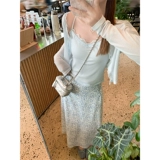 曾小咸 Нежное ветровое кружево синего цвета, тонкая солнцезащитная трикотажная открытая рубашка для женщин, летняя повседневная верхняя одежда 𫔮топ