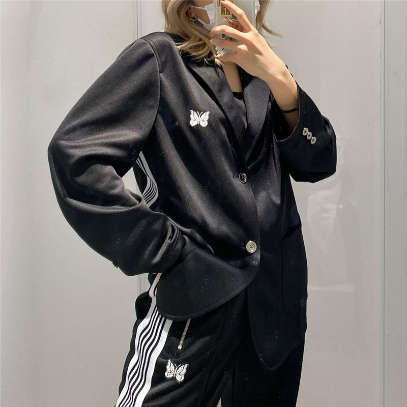 Needles Track Mandarin Duck Webbing Butterfly Japanese Style Retro Campus Suit Shirt Casual Jacket