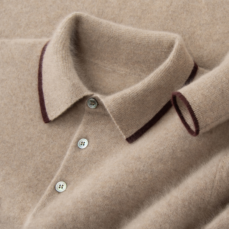 Cashmere Sweater Men's Polo Collar Sweater 100% Pure Cashmere Sweater Men's Business Casual Knitted Warm Base Layer Sweater