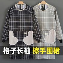 Long sleeve summer thin oil smoke protective cover apron with sleeves kitchen work clothes