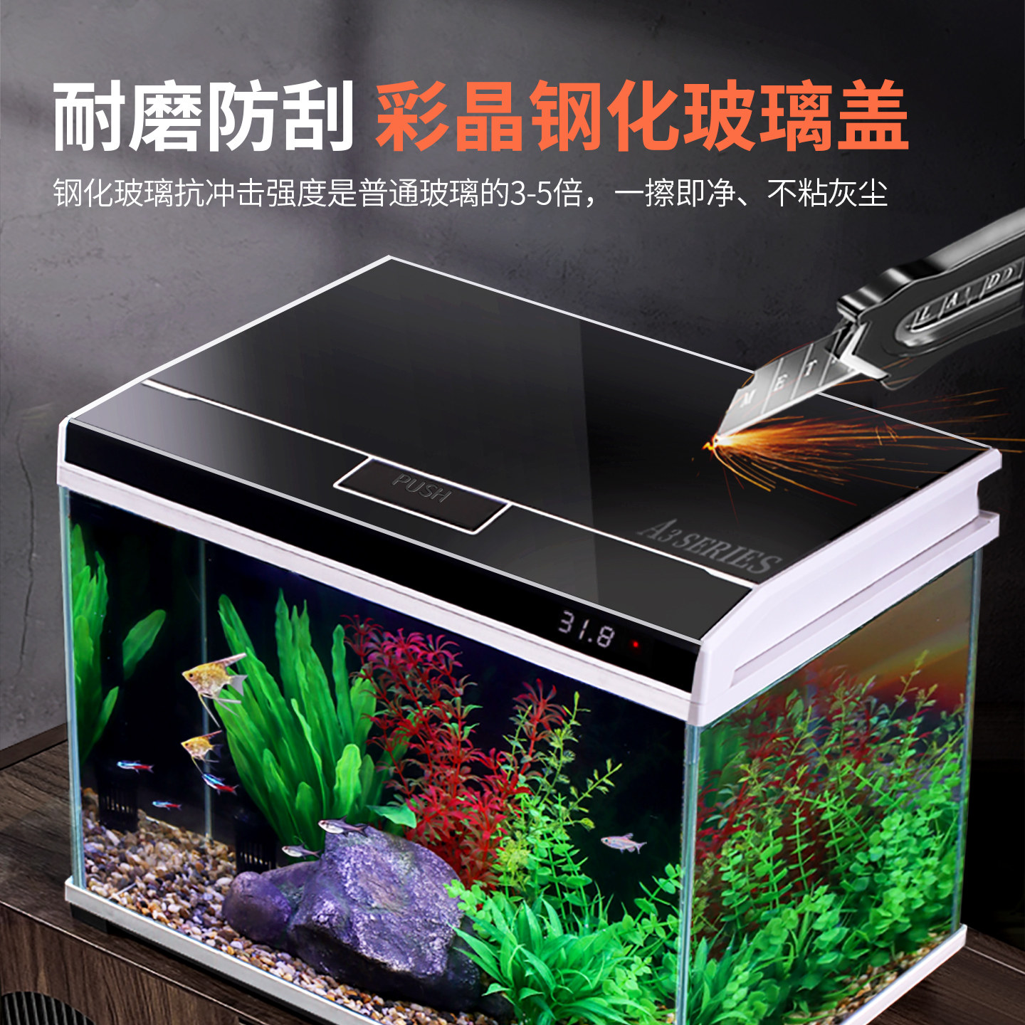 Chudi Intelligent 2025 Goldfish Tank Small Glass Household Living Room No Water Change Required Ecological Filtration and Oxygen Generation All-In-One Machine
