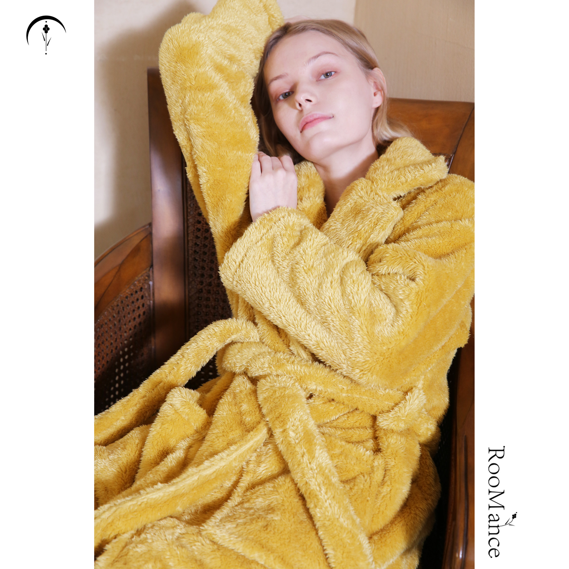 RooMance Rumansi coral velvet plush nightgown women's winter pajamas long bathrobe double-sided plus velvet dressing gown