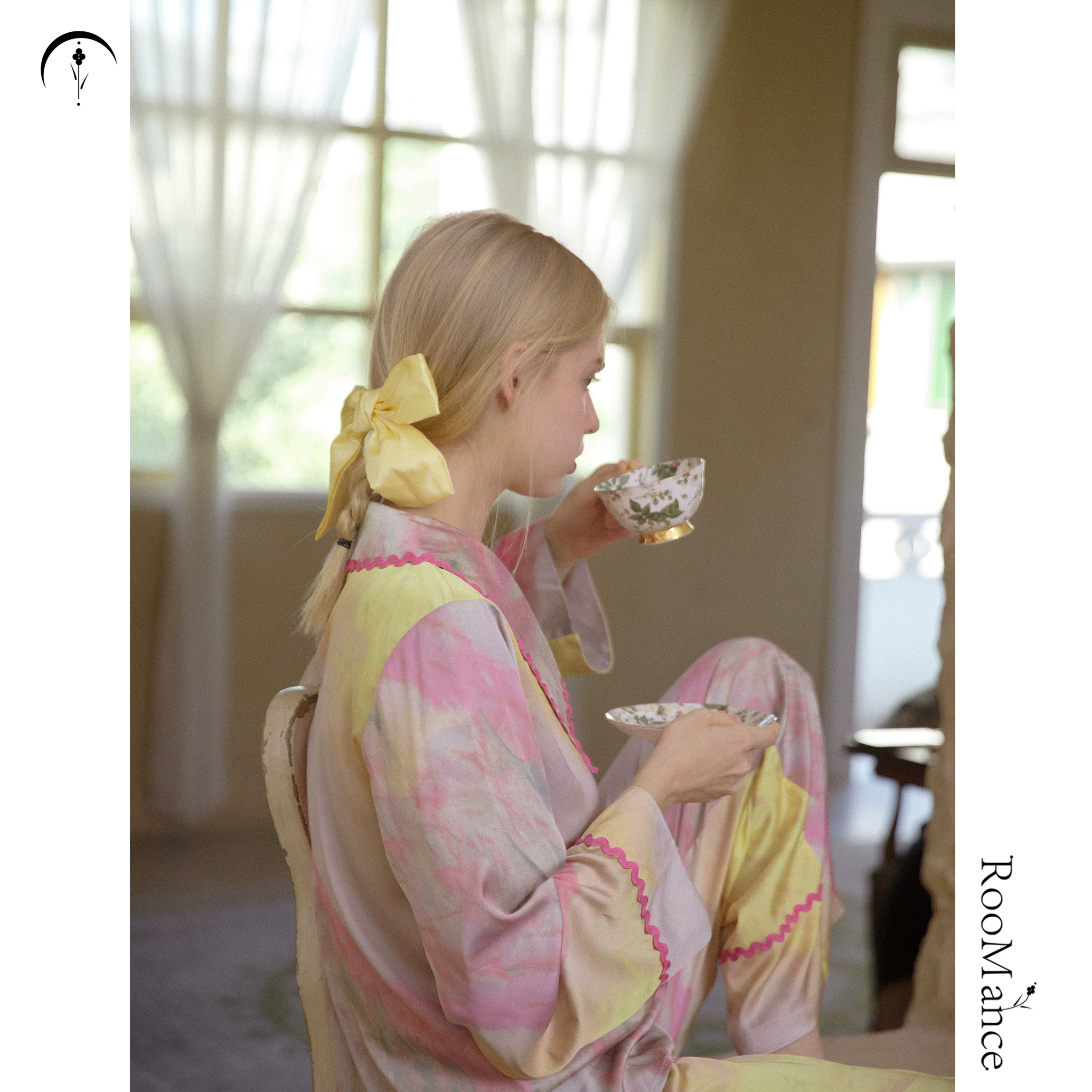 Silk spring summer pijama, genuine design set