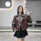 Large lapel Yang Mi's same vegetable-tanned leather jacket retro