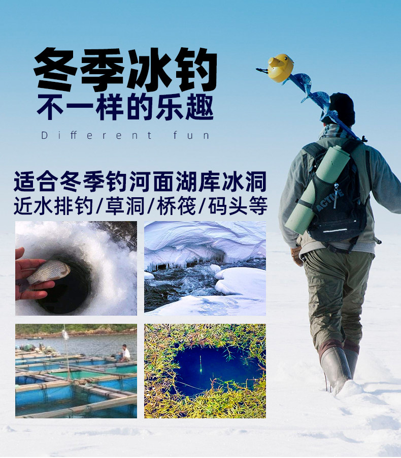 Ice удочкой 尚虞冰魄冰钓竿双稍大导环冬钓排缝竿筏竿超短便携小伐竿冰钓装备
