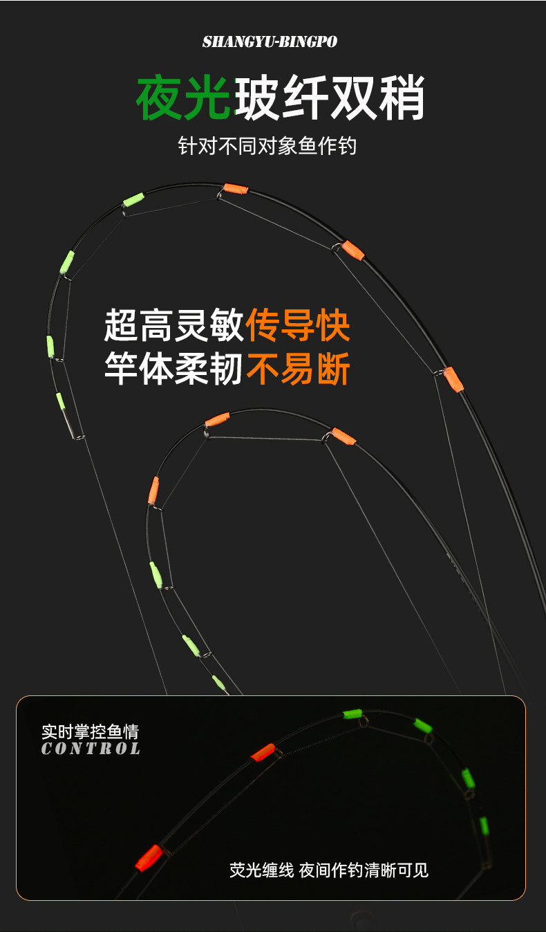 Ice удочкой 尚虞冰魄冰钓竿双稍大导环冬钓排缝竿筏竿超短便携小伐竿冰钓装备