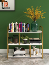 Nordic ins light luxury bookshelf rack side wall rack solid wood storage rack multi-layer living room locker floor