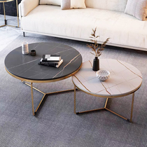 Nordic light luxury marble coffee table side table combination slate coffee table simple living room household small apartment round tea table