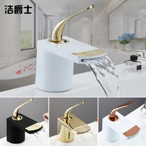 Light extravagant waterfall surface basin tap rose gold color black home bathroom with hot and cold tap idea white