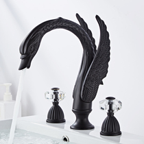 European-style luxury black swan basin three-hole faucet washbasin hot and cold split bathtub faucet Crystal