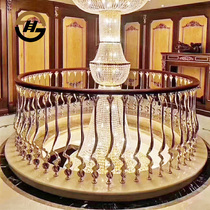 Villa copper art aluminum art guardrail rotating arc carved stair handrail hotel home indoor European railings solid wood